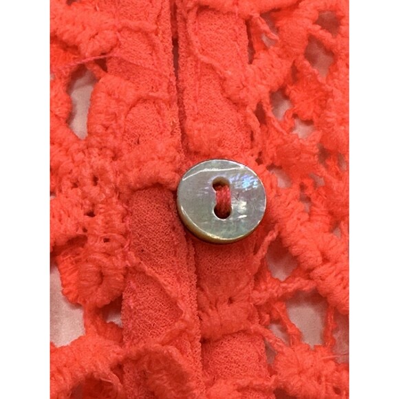 A.PEACH Top Crochet Sleeveless Flowy Peasant Boho Festival Coral Oversize Tank M - Picture 7 of 9